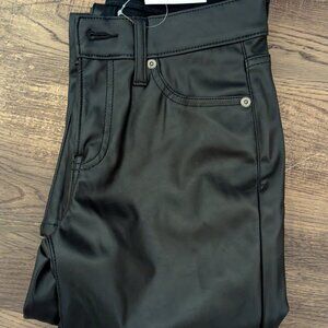 Women's 24-00P GAP Mid Rise Black Leather Baby Boot Pants